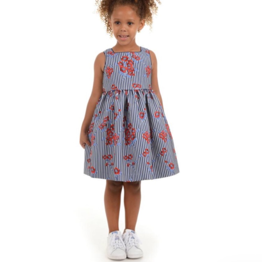 Pippa Julie Navy/White stripe w/ floral det. Dress